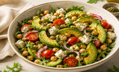 Salade de pois chiches, feta et avocat : un déjeuner équilibré pour garder de l'énergie