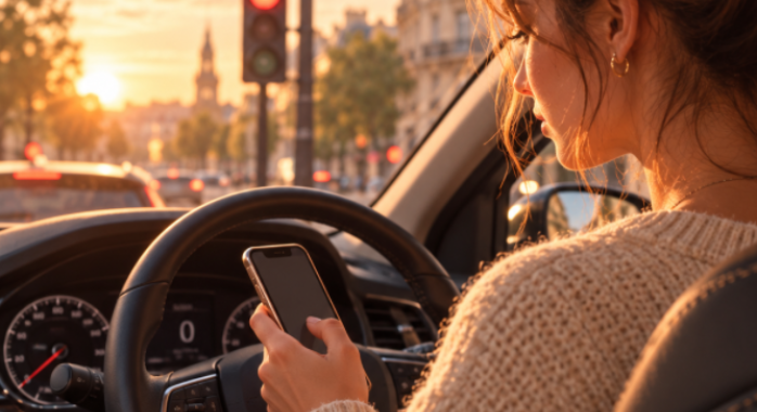 Toucher son téléphone en feu rouge